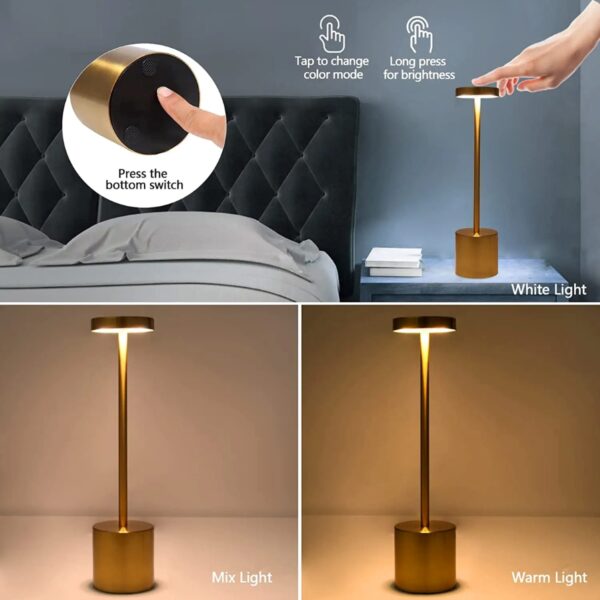 ⁦اباجورة مودرن لاسلكي قابلة للشحن 3 الوان اضاءة - Led Lamp⁩ - الصورة ⁦4⁩