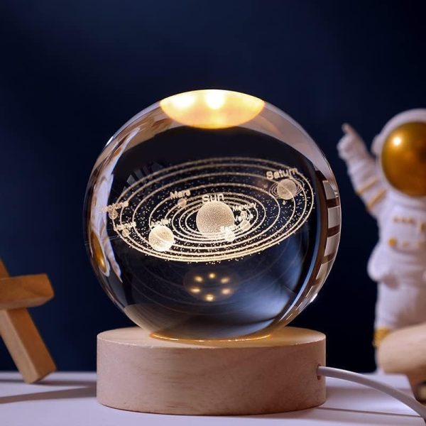 بلورة كريستال مضيئة اشكال الكواكب والقمر والكرة الارضية- 3D Crystal Ball